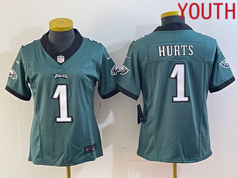 Youth Philadelphia Eagles #1 Hurts Green Nike Vapor F.U.S.E. Limited NFL Jerseys->women nfl jersey->Women Jersey